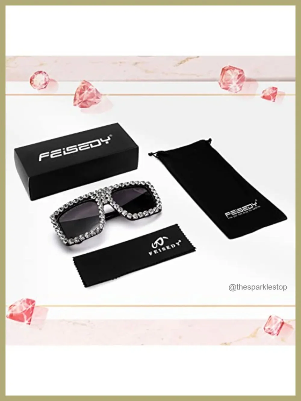 Women's Retro Square Rhinestone Sunglasses Bling Bling Glasses